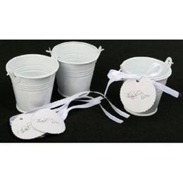 100pcs lot White Mini bucket Favours tins wedding Favours tin pails tin candy box Favours tins185D