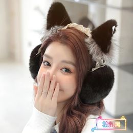 Ear Muffs Earmuffs for women to keep warm in winter Cute cat-eared cartoon earmuffs foldable ear warmers plush anti-freeze ear cover 231214