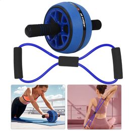 Ab Rollers Abdominal Wheel Home Gym Roller Anti Slip Muscle Strengthening Trainer with Knee Pad Resistance Band Exercise Wheels Kit 231214