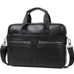 Briefcases Man 100 Genuine Leather Men Bag Handbag Casual Male Laptop Shoulder Crossbody Bussiness Briefcase 231215