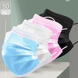 100pc Black Designer Mask White Pink Blue Face Mouth Protective breathing Non Woven Masks For Adult Children Baby279l