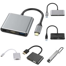 3 In 1 HDMI-Cmpatible To 4K HD VGA 1080p Converter Dual Display Video Converter Adapter with 3.5mm Audio for HDTV Laptop PC