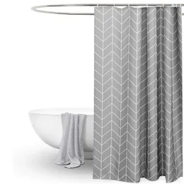 Shower Curtains Anti Mold Fashion Bathroom Supplies Soft Bath Extra Long Drape PEVA Geometric Pattern Curtain Durable Home Striped