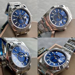 Classic men's watch designer blue dial 40mm sapphire glass mirror waterproof dual time zone original safety folding buckle montre de luxe automatic movement