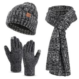 Designer hat, scarf, glove three piece set for men and women in autumn and winter, warm and plush knitted hat, scarf set