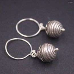 Dangle Earrings Real S925 Sterling Silver For Women Vintage Crafts Line Ball Hook 1.42inch Length