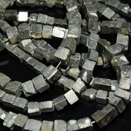 Loose Gemstones Natural Pyrite Irregular Cube Beads Original Mineral Shape 5mm-6mm Length About 19cm-20cm