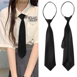 Neck Ties Unisex Black Simple Clip on Tie Security Tie Uniform Shirt Suit Neckties Steward Matte Funeral Lazy Neck Ties Men Women StudentsL231215