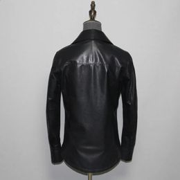 Women's Leather Faux Coat Real Lambskin Womens Genuine Jacket Office Breasted Suit Short Elegant Slim Autumn Sheepskin 231214