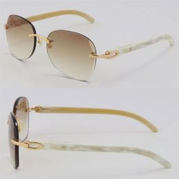 Rimless White Buffalo Horn Sunglasses 3524012 Unisex Limited edition Good Quality Glasses Outdoors Driving Eyeglasses Women Men Su259J