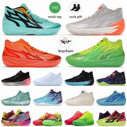 LaMelo rick morty melo ball basketball shoes Rick Morty Blue Orange Red Green Aunt Pearl Pink Purple Cat Carton men women mb MB02 sneakers 866a#