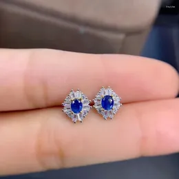Stud Earrings Party Jewellery Wholesale Real Natural Sapphire Earring 925 Sterling Silver