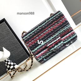 10A High Quality Designer Bag Fashion Ladies Bag Handmade Woven & Sequin Panelled Luxury Crossbody Bag Striped Sequin Handicraft Handy Bag Bling Wallet