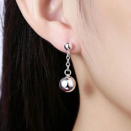 Dangle Earrings N925 Sterling Silver Colour Fashion Simple Women 10M Beaded Spherical E279