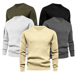 Men's autumn winter knitwear sweathers thin small check loose round neck casual long-sleeved T-shirt men hoodies