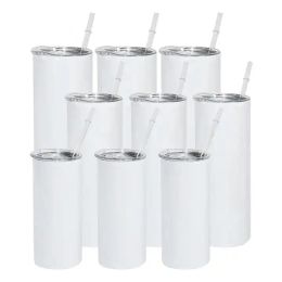 US CA Stock 20oz Reusable Tumbler Sublimation Blanks 20 oz Stainless Steel Insulated Travel Mugs Keep Drinks Cold g1215