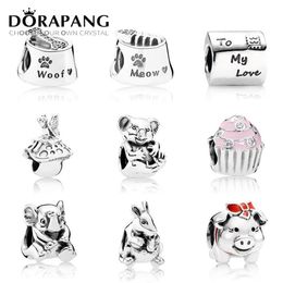 DORAPANG Genuine 925 Sterling Silver Animal flower pig beads Clear CZ Charm bead Fit Bracelet DIY bracelet The factory whole299K