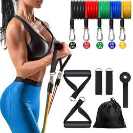 Bungee Resistance Elastic Bands Exercise Strength Training Fitness with Door Anchor Handles Legs Ankle Straps for Home Workouts 231214