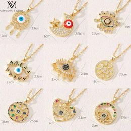 Pendant Necklaces Moon Jewellery Middle Eastern Style Fashion Drop Oil Zircon Eye Necklace For Women's Collar Chain