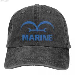 Ball Caps One Piece Marines Flag Accessories Unisex Baseball Cap Navy Marine Anime Distressed Cotton Hats Cap VintageL231212