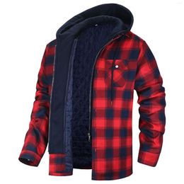 Men's Dress Shirts Winter Men High Quality Thick Plush Warm Hoodie Coat Casual Loose For 5XL Male Flannel Hood Shirt Jackets