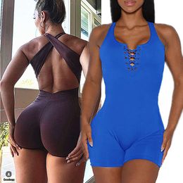 Lu Lu Align 2024 Lycra Pad Laced Set Hip Lifting Squat Proof Shorts Sports One Piece Jumpsuit Gym Fitness Bodysuit Active Romper Lemons LL Exercise