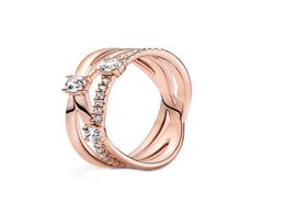 2021 Mother039s Day Rose Gold Plated Ring 925 Sterling Silver Jewellery Sparkling Triple Band Rings For Women 189400C015477318