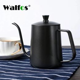 Coffee Pots Walfos Stainless Steel Hand Punch Pot Coffee Pots With Lid Coffee Drip Gooseneck Spout Long Mouth Coffee Tea Pot Kettle 231214