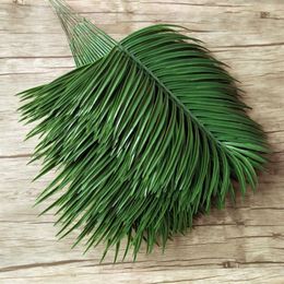 20pcs Plastic Artificial Palm Tree Leaves Branch Green Plants Fake Tropical Leaf Home Wedding Decoration Flower Arrangement T20070210T