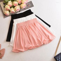 Skirts Pleated Chiffon Skirt Female Elastic High Waist Tutu White Black Mini Womens Faldas Beach Sweet Short Summer C7210