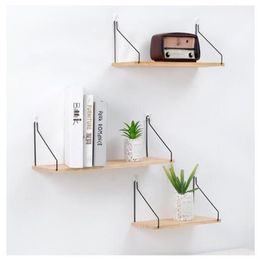 Storage Holders Simple wooden wall shelf in Nordic Solid wood partition rack Receiving of Creative Hall2805