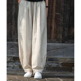 Cotton and Linen Women's Clothing 2023 Autumn New Artistic Sand Washed Loose Cotton and Linen Slimming Pants Women's Linen Lantern Pants