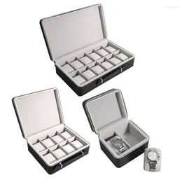 Jewelry Pouches 2/8/12 Slots Watch Box Men Display Storage Case Fits Wristwatch T8DE