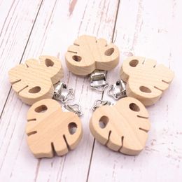 Pacifier Holders Clips 50PCS Wooden leaf Shaped DIY Organic Ecofriendly Nature Baby Rattle Teething Grasping Toy Gift 231215