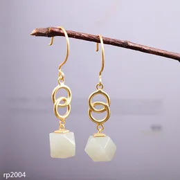 Dangle Earrings KJJEAXCMY Fine Jewellery S925 Silver Lady Hetian Jade Wholesale Products Gold Plated