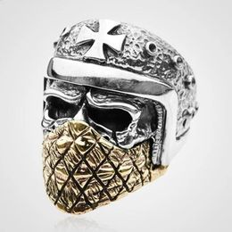 Wedding Rings Gothic Skull Mask Ring Mens Punk Bicycle Jewellery Gift 240103