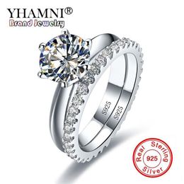 Anti Allergy No Fade Original Pure 925 Silver Rings Sets Cubic Zirconia Diamond Engagement Rings Sets Wedding Jewellery For Women DR191o
