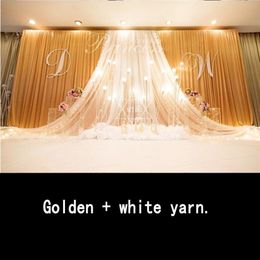 3 4m Wedding Party Ice Silk Fabric Drapery White Blue Colour With Swag Stage Prop Fashion Drape Curtain Backdrop193e