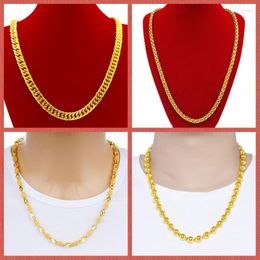 Chains Fashion Luxury 24k Gold Plated Waterproof 60cm Long Necklace Men And Women's Wedding Jewellery Birthday Celebration Christmas Gift