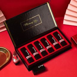 Brand Matte Lipsticks 6pcs Black Tube Waterproof Long Lasting Velvet Fixing Lipstick Set