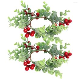 Decorative Flowers Ring Artificial Christmas Wreath Berry Ornaments Wall Pendant Berries Decoration Red Desktop