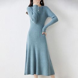 Urban Sexy Dresses Winter/ Autumn Oneck Female Dresses 100% Wool Knitted Dress For Women Arrival Long Style 6Colors Jumpers SY01 231215