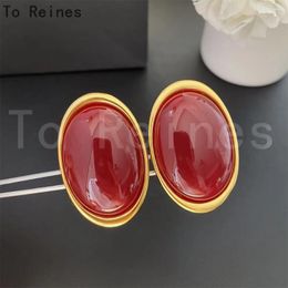 Dangle Earrings To Reines Fashion Brand Design Vintage Red Oval Ear Clip Exaggerated Charming Women Luxury Trend Jewelry Accessories