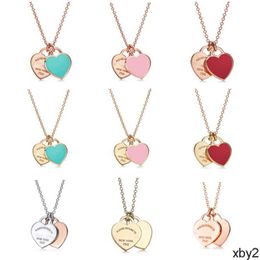 Pendant Necklaces Thome s925 Sterling Silver Plated Rose Gold Heart shaped Dropping Enamel Love Pendant Necklace Tie Home Collar Chain DESIGNERS