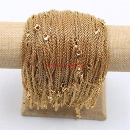 Chains Lot Of 10pcs 20pcs Thin 2mm 18'' Women Girls Jewellery Stainless Steel Oval ROLO Chain Necklace Gold In Bulk249v