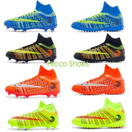 Womens Mens High Top Football Boots AG TF Soccer Shoes Black Blue Orange Green Youth Professional Outdoor Indoor Training Shoes