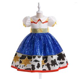 Girl Dresses Princess O- Neck Lantern Sleeves Cosplay Costume Party Clothing Short Printed Ballgown Wedding Prom Evening