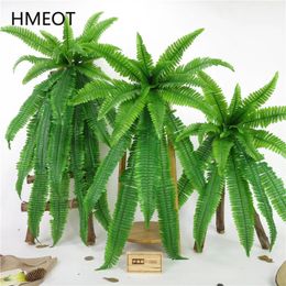 Christmas Decorations Large Persian Fern Leaf Green Plants Artificial Plant Potted Wall Hanging Leaves Grass Rattan Vine Flower Home Balcony Deco 231215