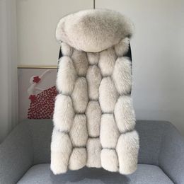 Women's Fur Faux Fur Fox Fur Vest With Hood Women Winter Coat Natural Fur Coat Real Selling Women's Cropped Clothing 231214