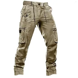 Men's Pants 2023 Fashion Girdle Cargo Slim Foot Elastic Multi Bag Convertible Kitchen For Men